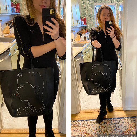 Calvin Klein x Andy Warhol Black Leather Tote Bag 205W39NYC RTW $1450 Shoulder - Picture 7 of 13